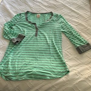Green striped Mossimo 3/4 sleeve shirt size XS.